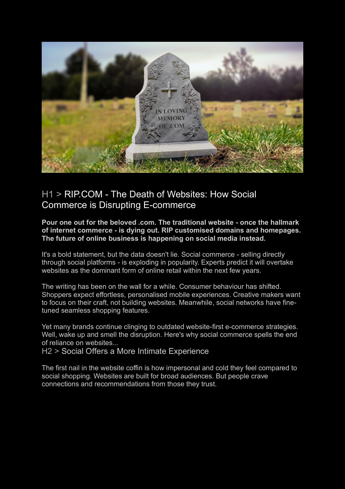 RIP.COM - The Death of Websites- How Social Commerce is Disrupting E-commerce